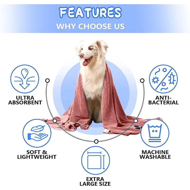 Pet Towels for Drying Dogs,Super Absorbent and Soft Pet Grooming Towel Perfect Dog clean Bath Supplies for Large,Medium or Small