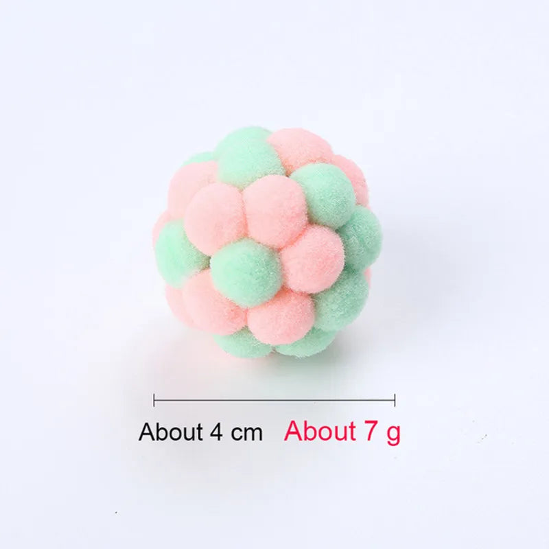 Handmade Funny Cats Bouncy Ball Toys Kitten Plush Bell Ball Mouse Toy Planet Ball Cat Chew Toys Interactive Pet Accessories
