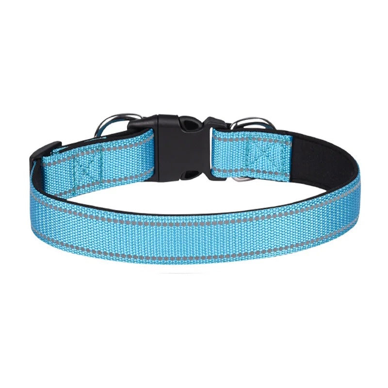 Reflective Dog Collar,Soft Neoprene Padded Breathable Nylon Pet Collar Adjustable for Medium Large Dogs, Neck 25-60 Centimeter