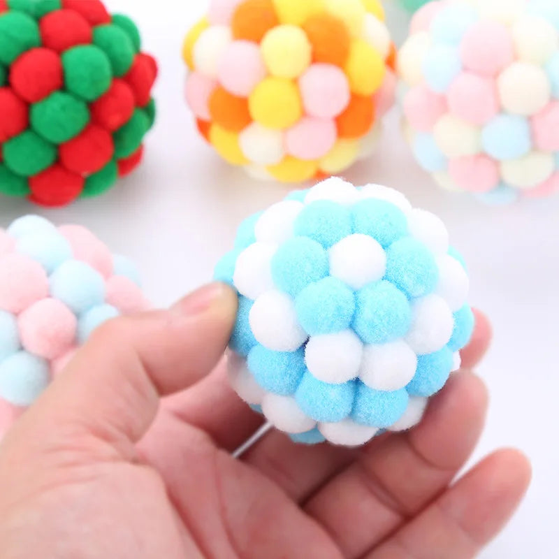 Handmade Funny Cats Bouncy Ball Toys Kitten Plush Bell Ball Mouse Toy Planet Ball Cat Chew Toys Interactive Pet Accessories