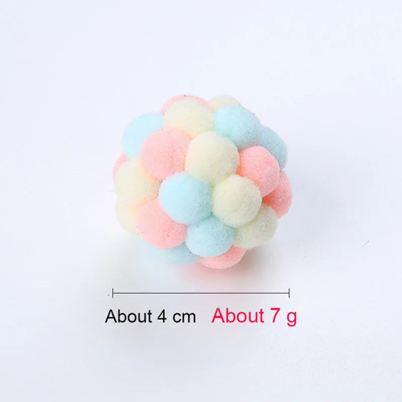 Handmade Funny Cats Bouncy Ball Toys Kitten Plush Bell Ball Mouse Toy Planet Ball Cat Chew Toys Interactive Pet Accessories