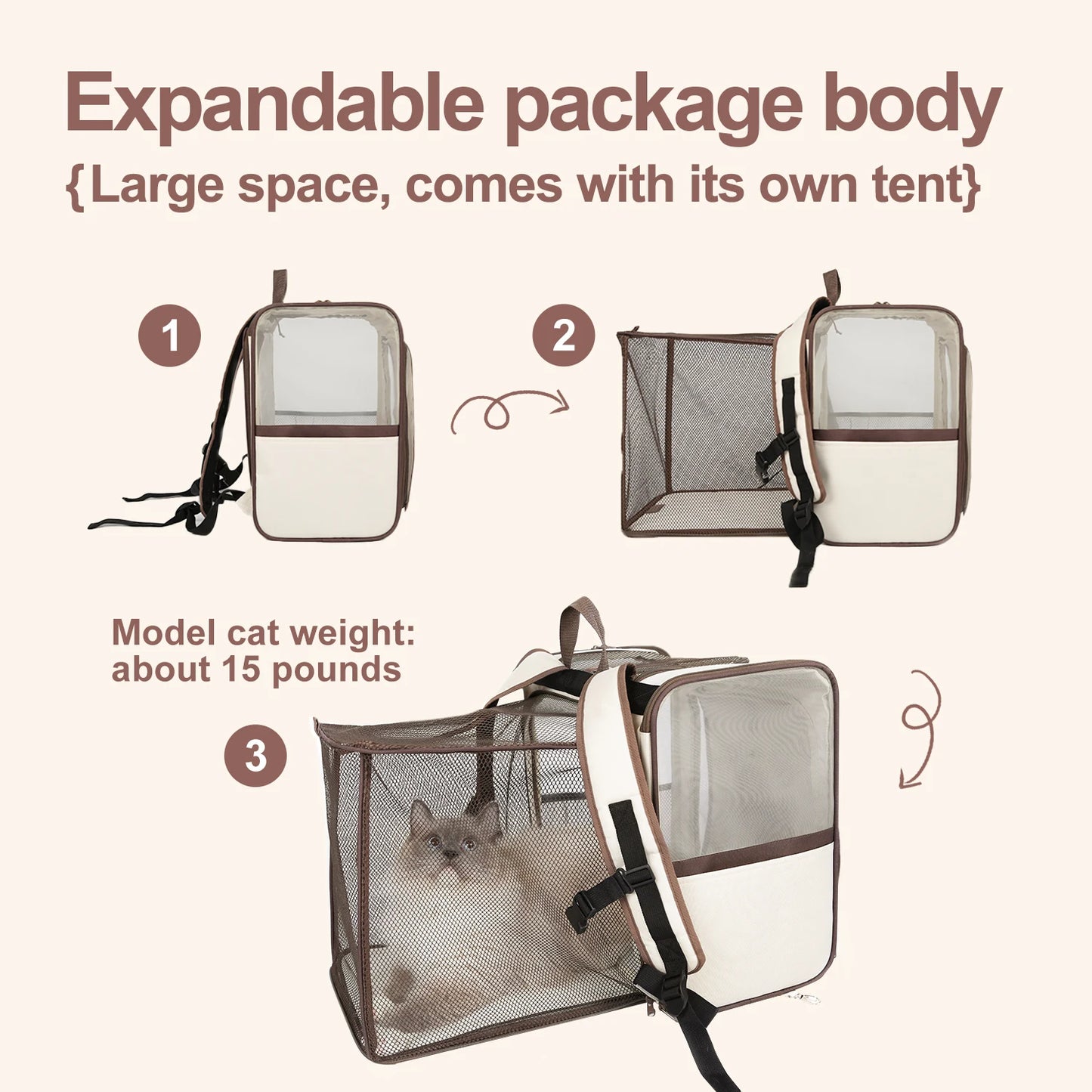 EDENPETZ Cat Dog Backpack Carrier With 10kg Capacity,Car Seat Bag,Comfort Transport Double Shoulder Travel Pet Backpack