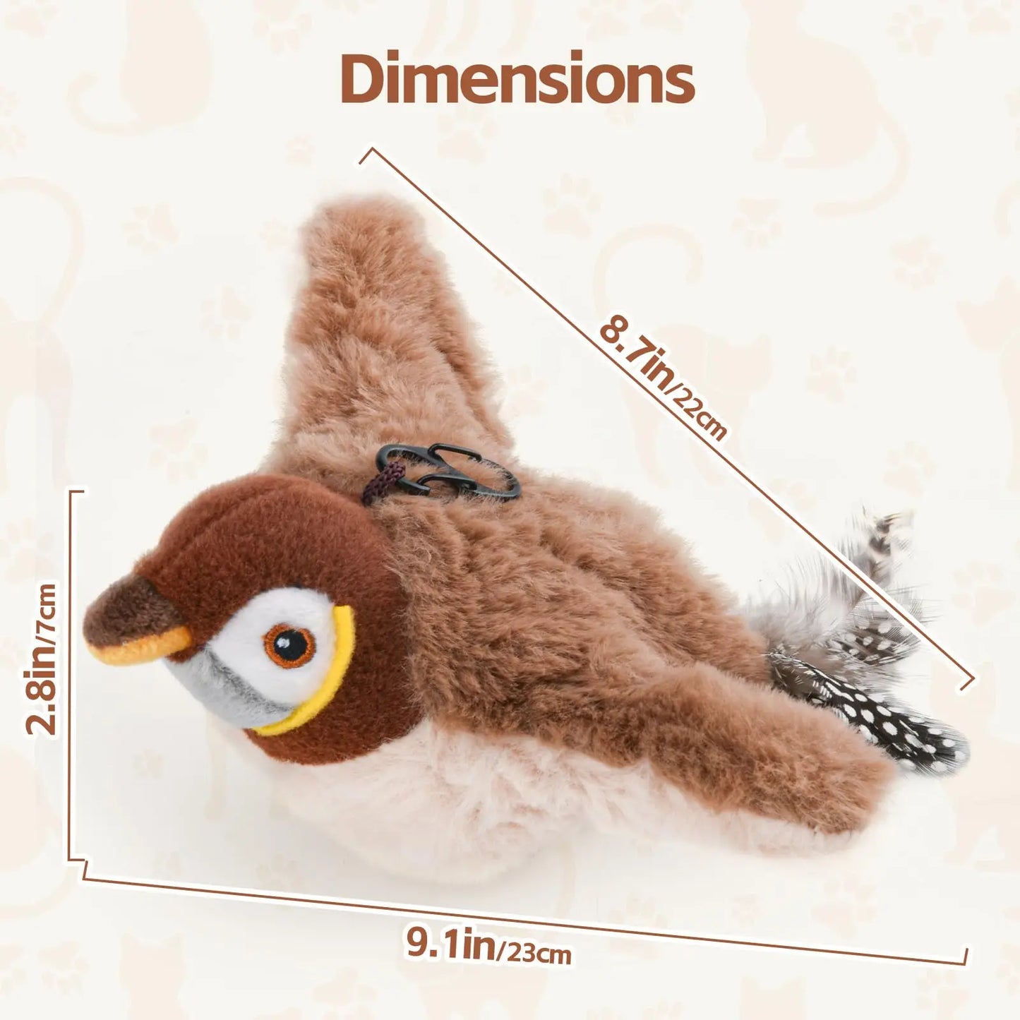 Flapping Bird Cat Toy Chirping Bird Cat Toy Flapping Wings Interactive Toy for Kitten or Dogs Touch Activated Rechargeable