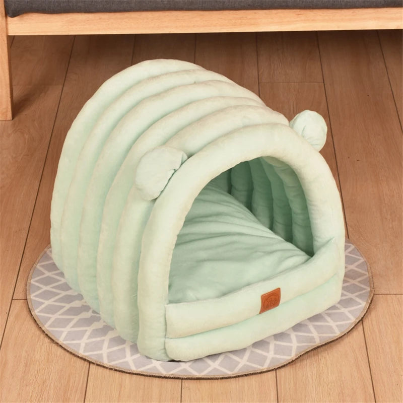 Super Soft Dog Round Cat Deep Sleep Comfort In Winter Warm Sleeping Tent Cozy Cave Mat Portable Indoor Cat Bed for Cats