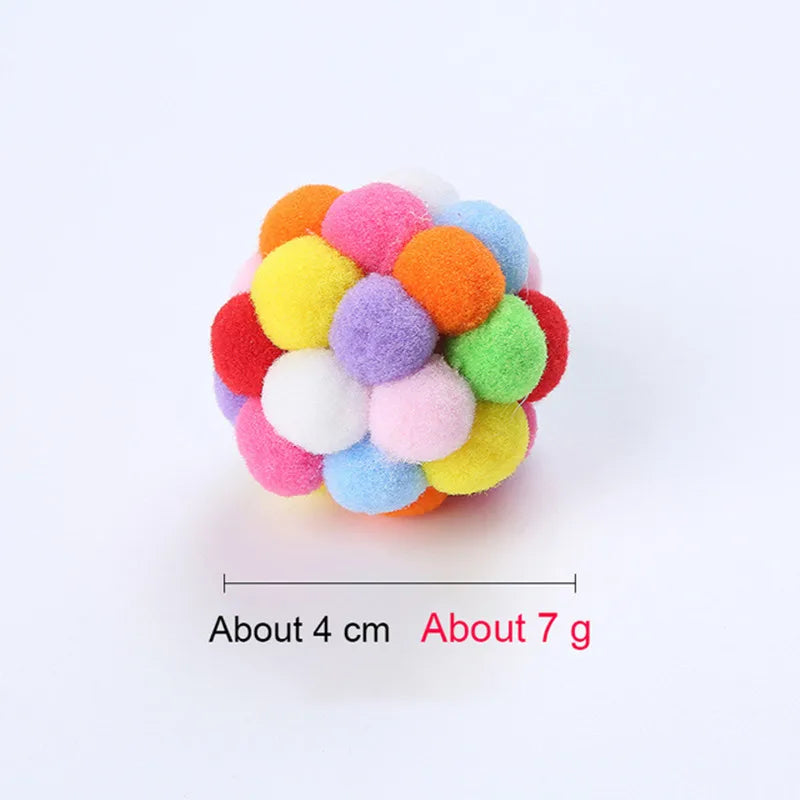 Handmade Funny Cats Bouncy Ball Toys Kitten Plush Bell Ball Mouse Toy Planet Ball Cat Chew Toys Interactive Pet Accessories