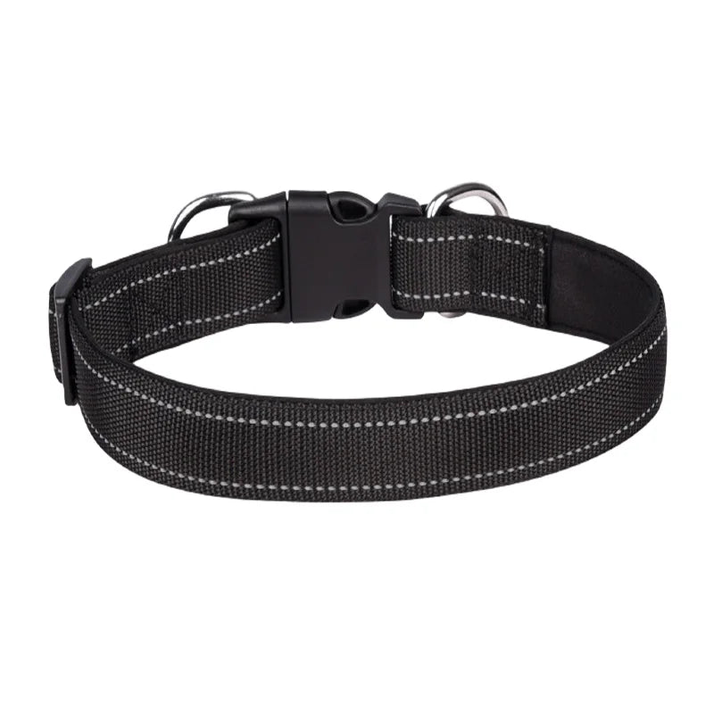 Reflective Dog Collar,Soft Neoprene Padded Breathable Nylon Pet Collar Adjustable for Medium Large Dogs, Neck 25-60 Centimeter